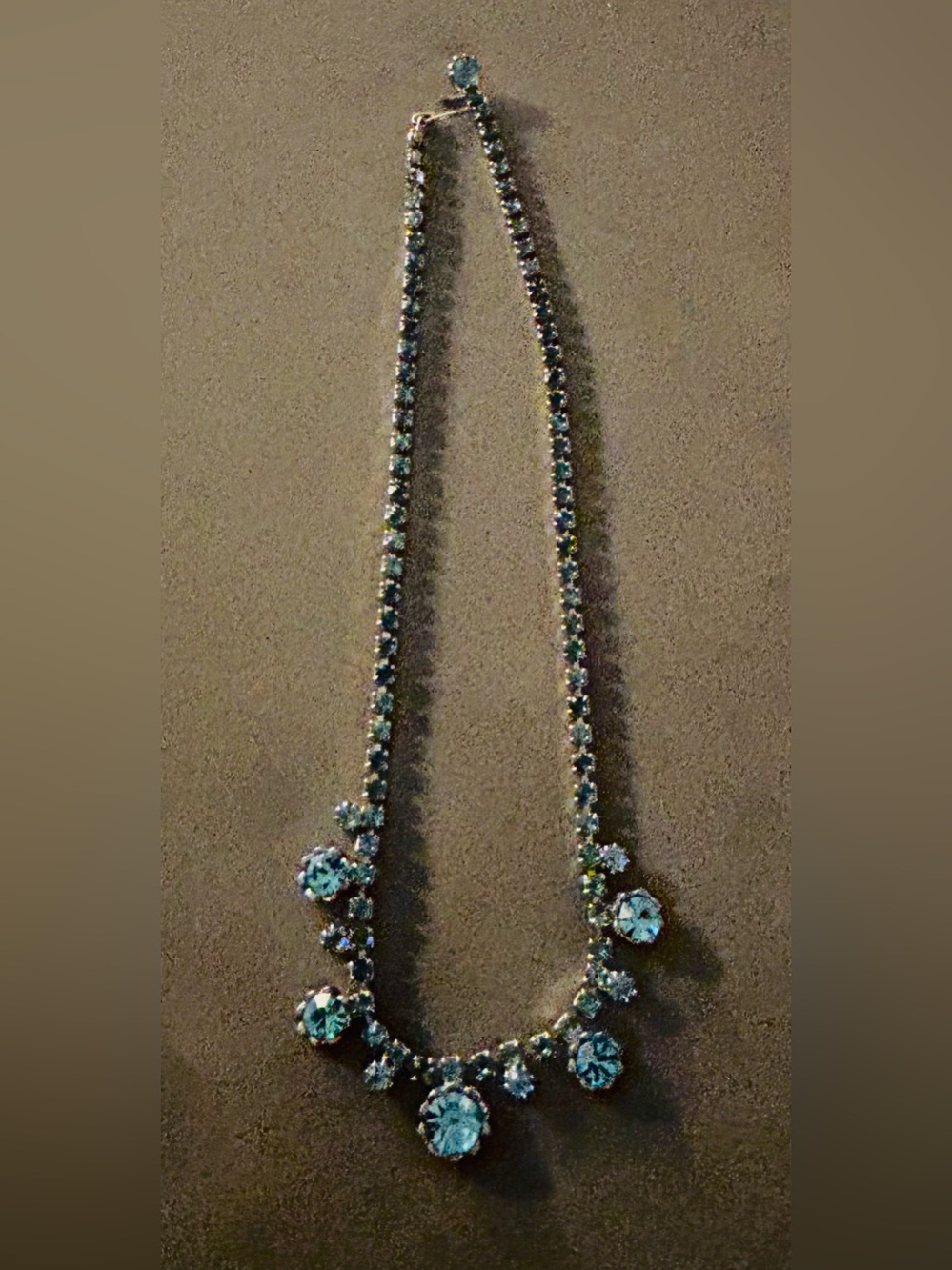 Vintage Aquamarine Art Deco Crystal Statement Necklace